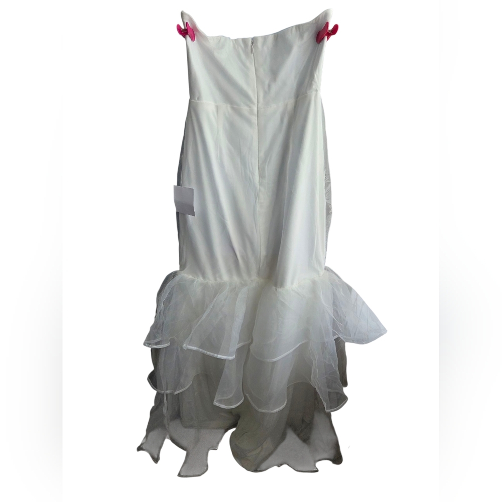 NWT Lulus White Tulle Tiered Strapless Maxi Dress Size M AS IS - Picture 5 of 6